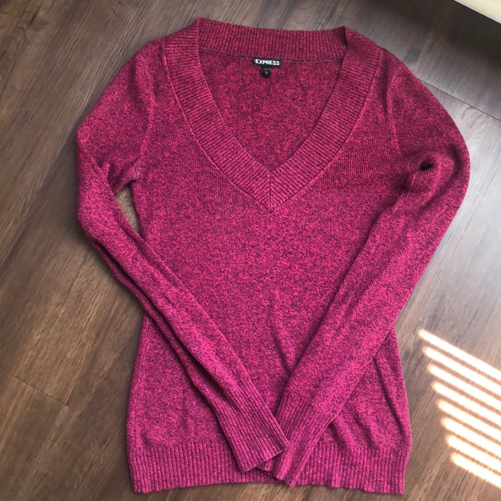 Fuschia V neck Express Sweater
